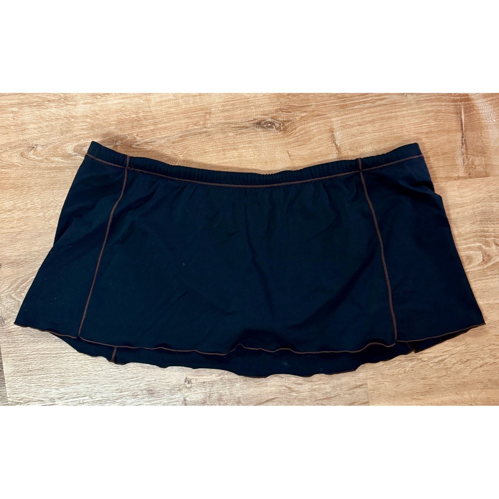 Athleta Swim Skirt Cover Up Elastic Waist Brown Trim Black‎ Size L